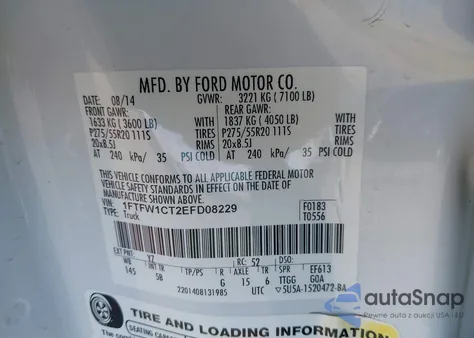 2014 Ford F-150 Fx2 из США, поврежденный, VIN 1FTFW1CT2EFD08229